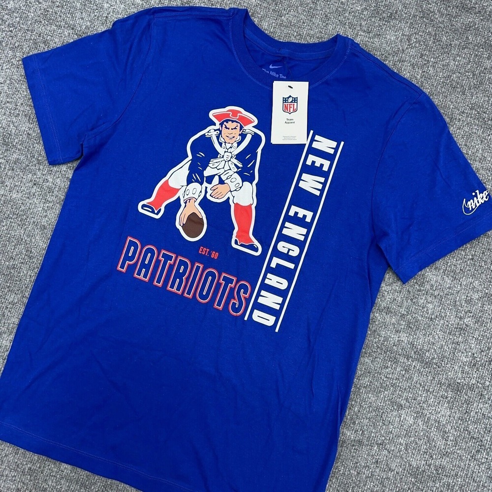 New England Patriots T-Shirt Men M Blue Nike NFL Football Vintage Throwback Logo